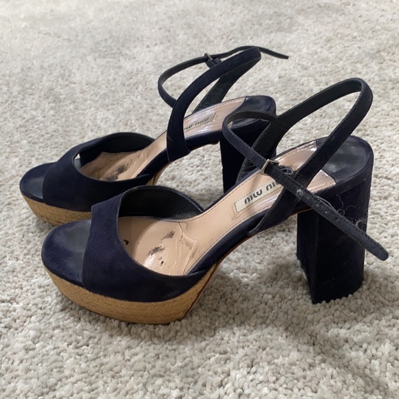 Platform Miu Miu Blue Suede Shoes - Picture 2 of 7
